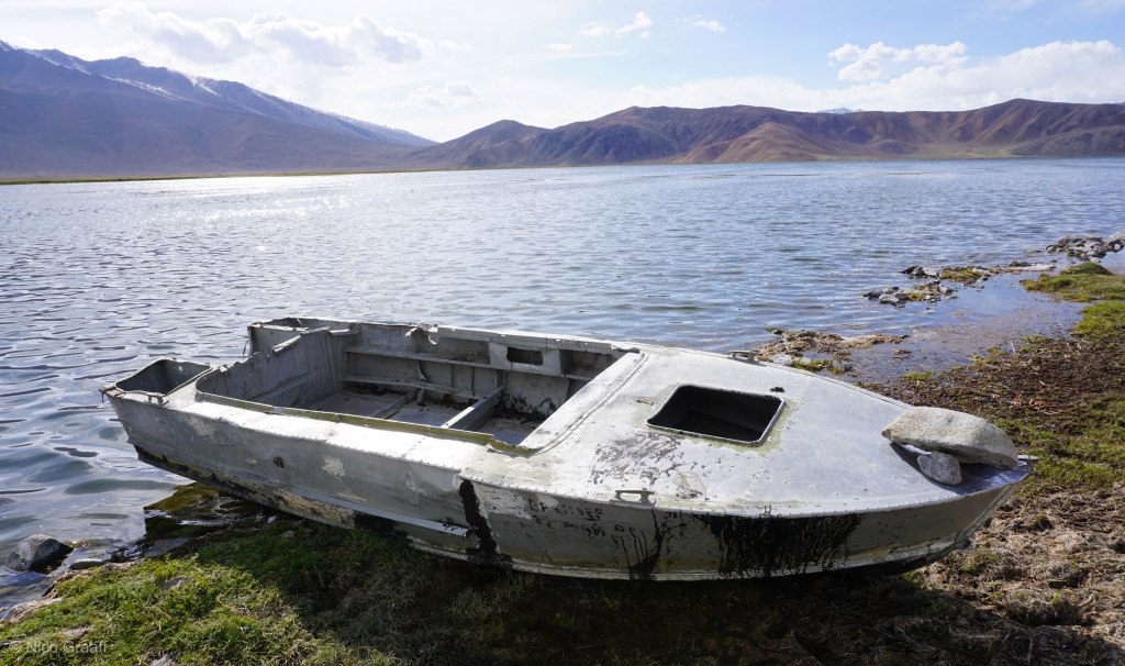 Aluminium Boat of soviet times at Lake Bulunkul